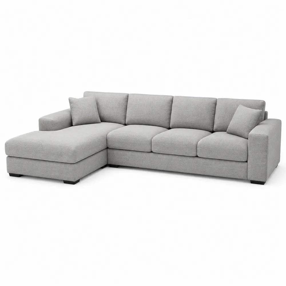 Sofa narożna z tkaniny poliestrowej szara 300x200 cm
