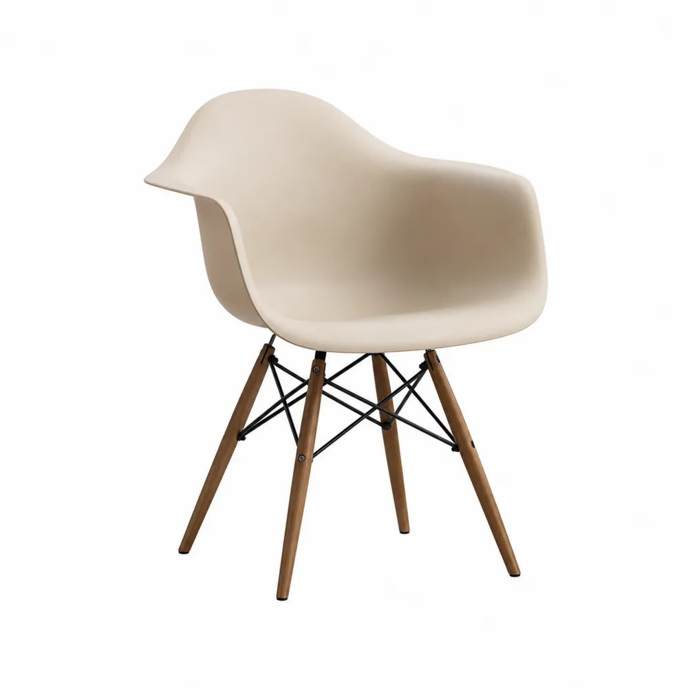 Krzesło z podłokietnikami, polipropylen, drewno bukowe, beżowe, 81cm