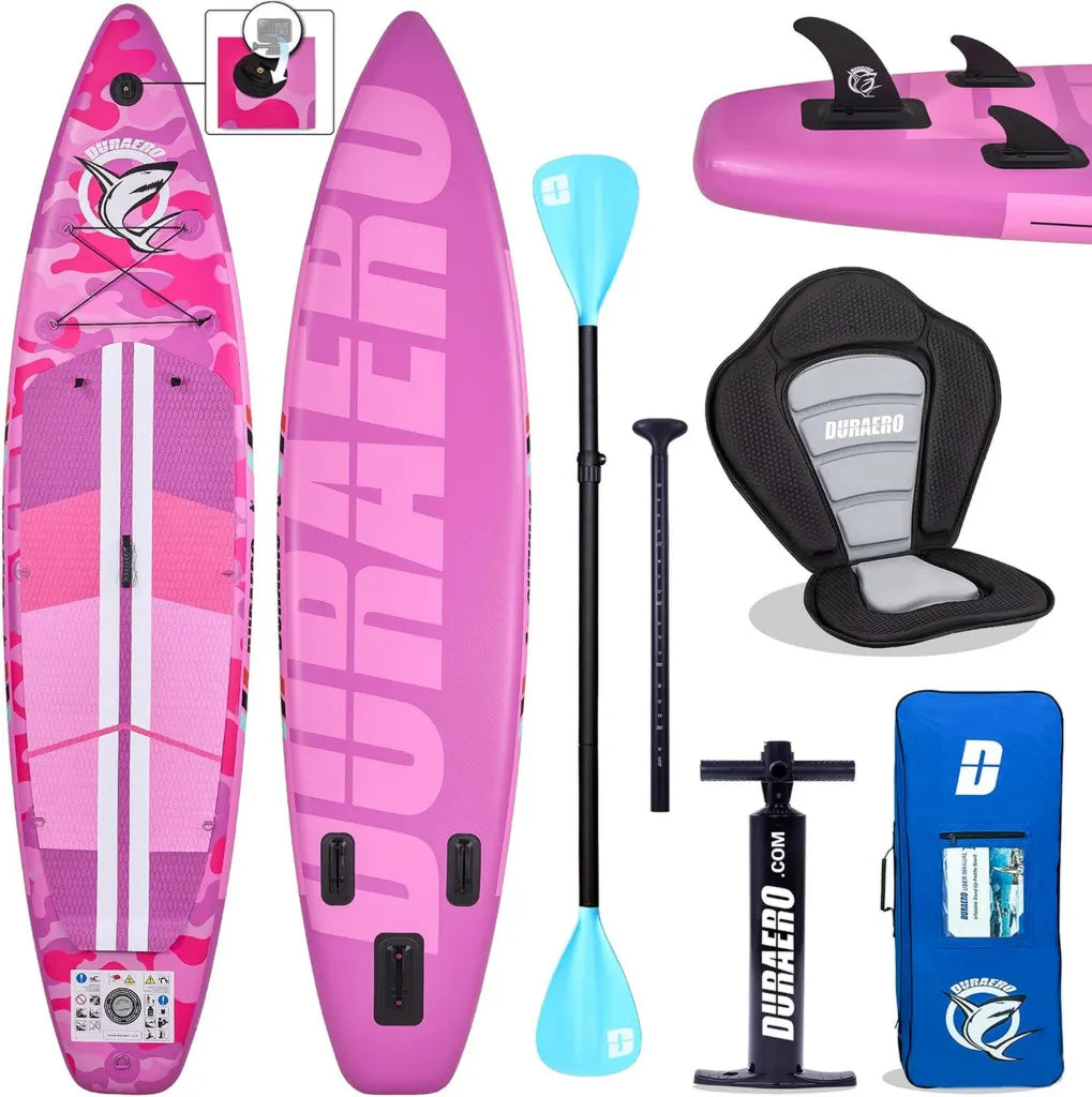 Deska SUP pompowana, uchwyt na kamerę, 330x76x15 cm, do 150 kg, z linką na nogę i plecakiem