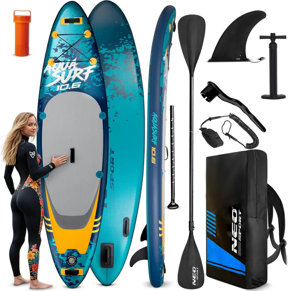 Deska SUP Nadmuchiwana 320 cm z Akcesoriami: Pompka, Wiosło, Leash i Plecak Aquasurf