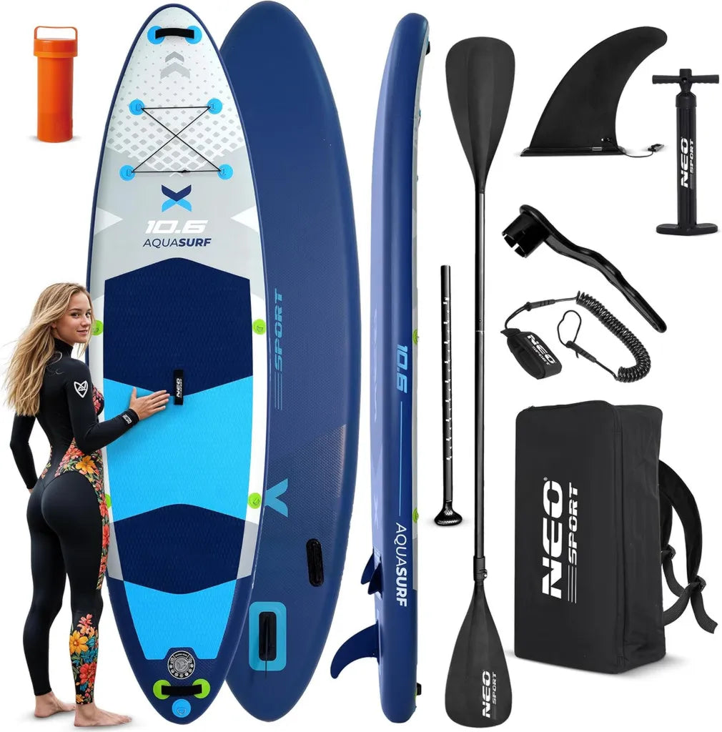 Deska SUP Nadmuchiwana 320 cm z Akcesoriami: Pompka, Wiosło, Leash, Plecak
