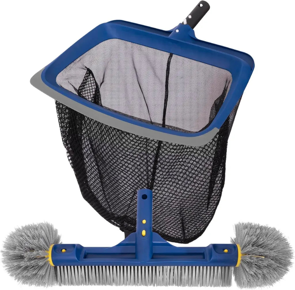 Zestaw do czyszczenia basenu POOLAZA z siatką i szczotką 46 cm, ergonomiczny uchwyt