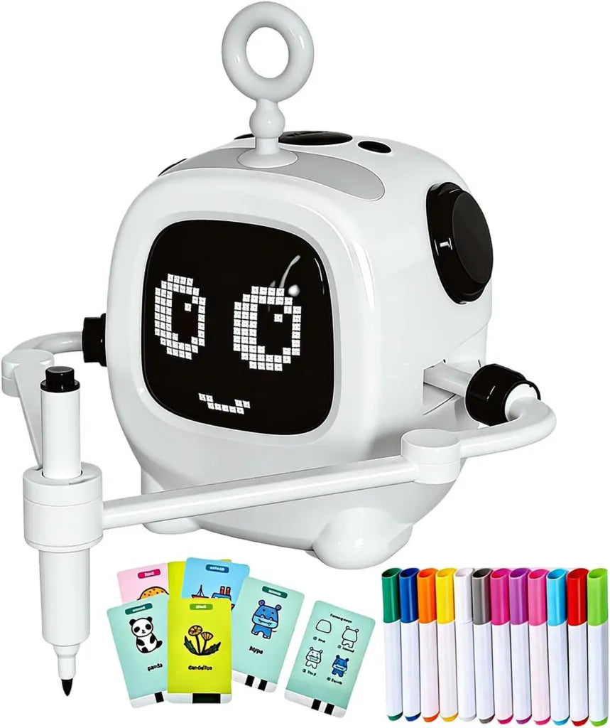Interaktywny robot rysujący dla dzieci – zabawka edukacyjna z kartami i markerami