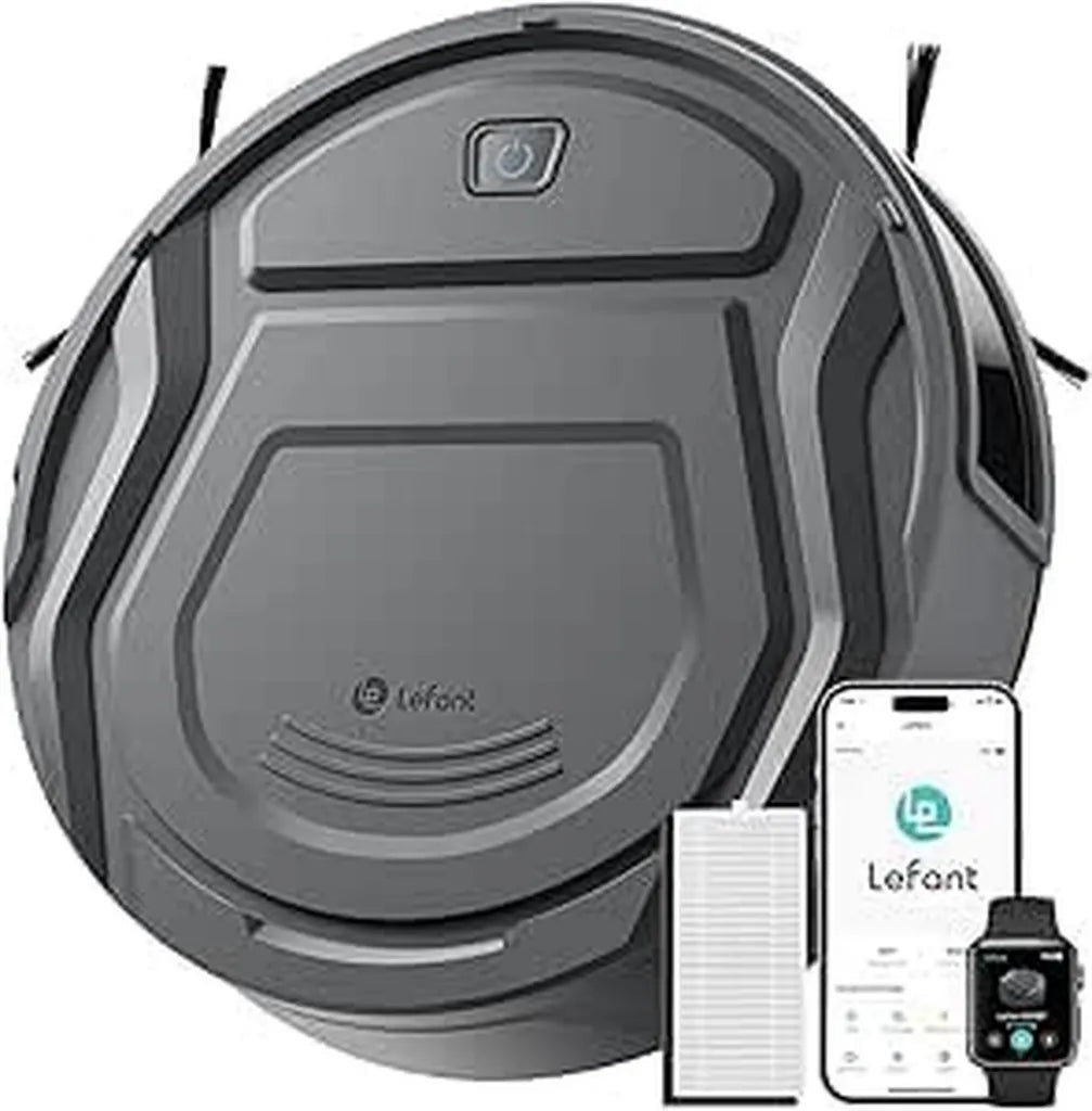 Robot sprzątający Lefant, ultra płaski, cichy, Wi-Fi, kompatybilny z Alexa, 6 trybów czyszczenia, samodzielne ładowanie, 120 min pracy, idealny dla dywanów i sierści zwierząt