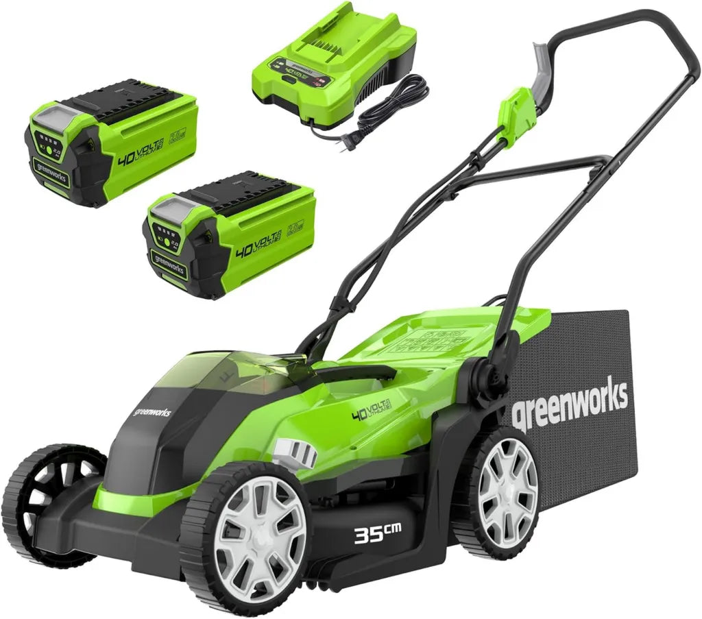 Kosiarka Akumulatorowa Greenworks 35cm z 2 Bateriami 40V 2Ah i Ładowarką, Torba 40L, Zasięg 400m²