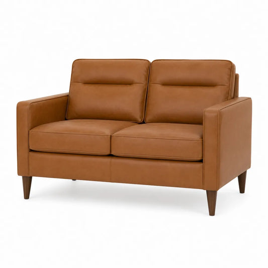 Dwuosobowa sofa ze skóry ekologicznej brązowa