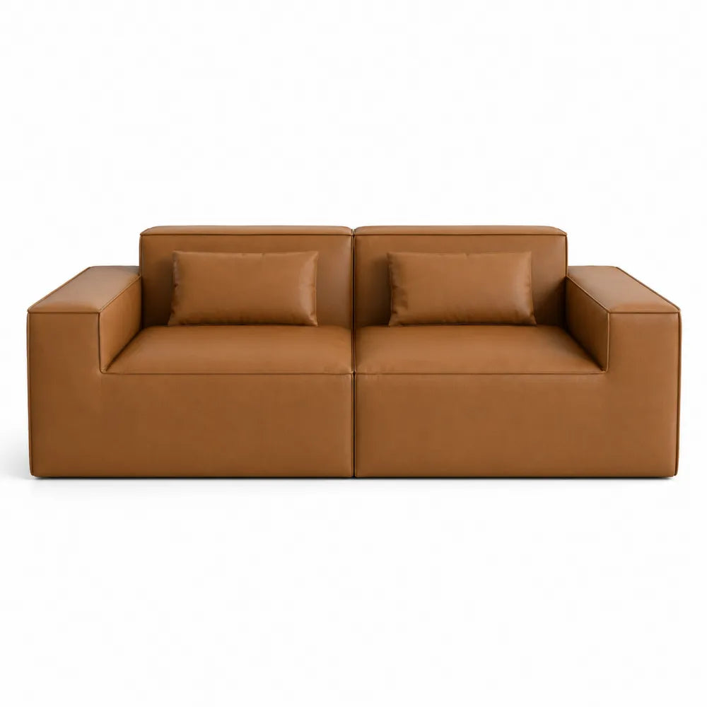 2-osobowa sofa skórzana brązowa