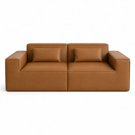 2-osobowa sofa skórzana brązowa