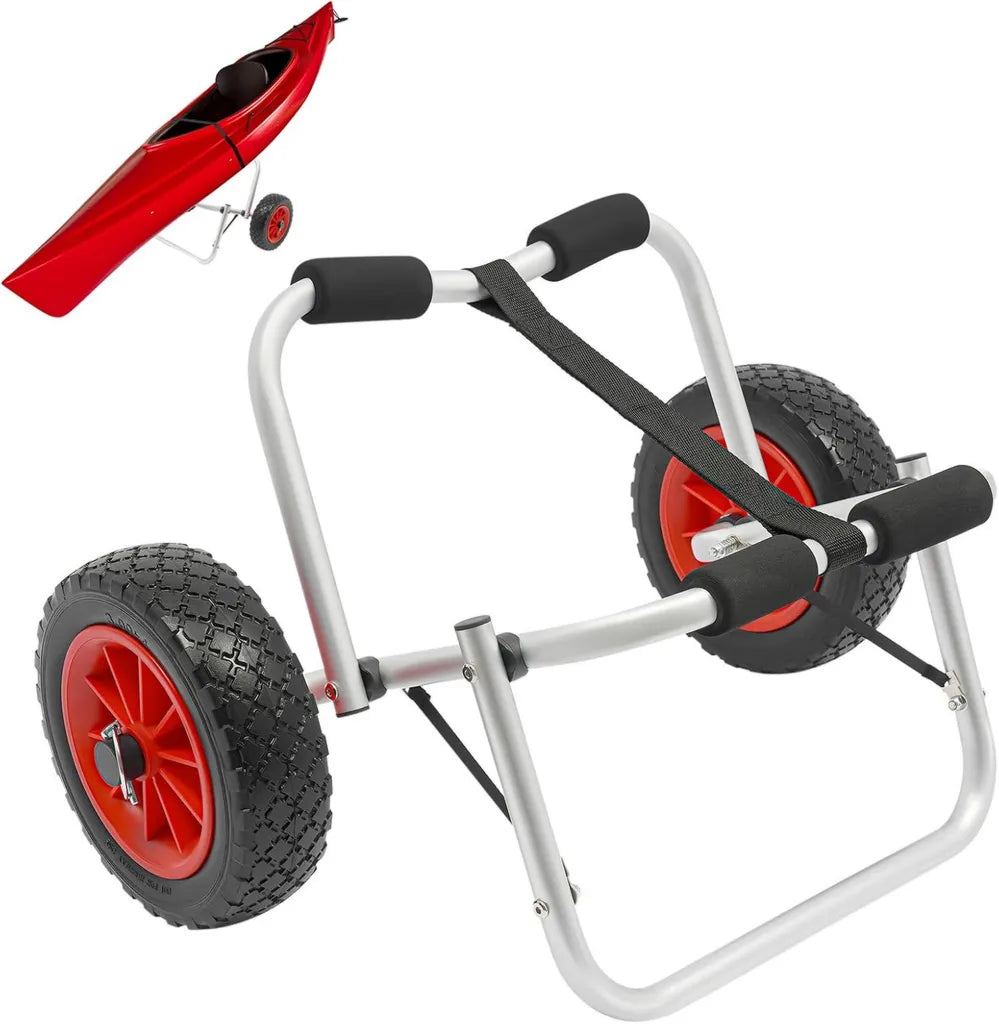 Lekki wózek kajakowy aluminiowy z paskami, do transportu łodzi do 80 kg