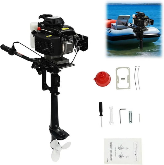 Silnik zaburtowy 3HP 2200W benzynowy, 4-suwowy, chłodzony powietrzem, z CDI i joystickiem 180° do łodzi 2-3 m