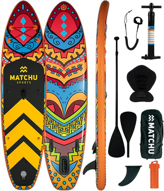 MATCHU - Deska SUP Nadmuchiwana - Zestaw Pełny - 150 kg - 320x81x15 CM - Luksusowa