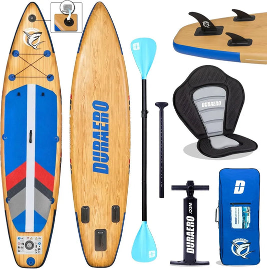Deska SUP nadmuchiwana z uchwytem na kamerę, 330x76x15 cm, maks. obciążenie 150 kg, szlufka na nogę, plecak w zestawie
