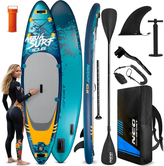 Deska SUP Nadmuchiwana 320 cm z Akcesoriami: Pompka, Wiosło, Leash i Plecak Aquasurf