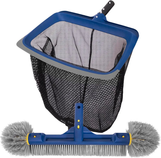 Zestaw do czyszczenia basenu POOLAZA z siatką i szczotką 46 cm, ergonomiczny uchwyt