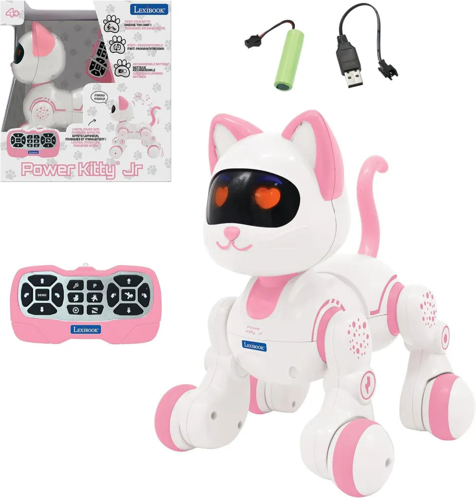 Zdalnie Sterowany Kot Interaktywny Lexibook Power Kitty Jr, Różowo-Biały