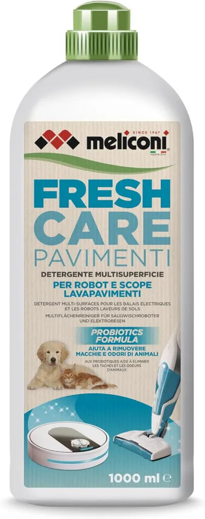 Meliconi Fresh Care Detergent do Podłóg, Usuwa Zapachy i Plamy, Naturalny Środek do Mopów i Odkurzaczy