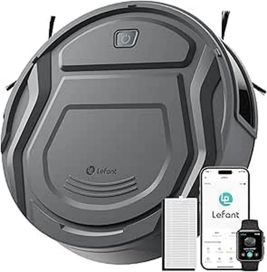 Robot sprzątający Lefant, ultra płaski, cichy, Wi-Fi, kompatybilny z Alexa, 6 trybów czyszczenia, samodzielne ładowanie, 120 min pracy, idealny dla dywanów i sierści zwierząt