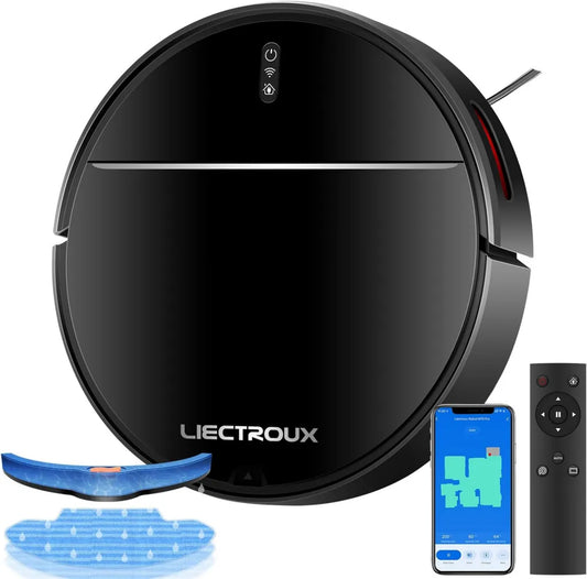 Robot sprzątający Liectroux M7S Pro 4000Pa z mopowaniem, zaawansowana nawigacja, kompatybilność z Alexa i Google Home, kolor czarny