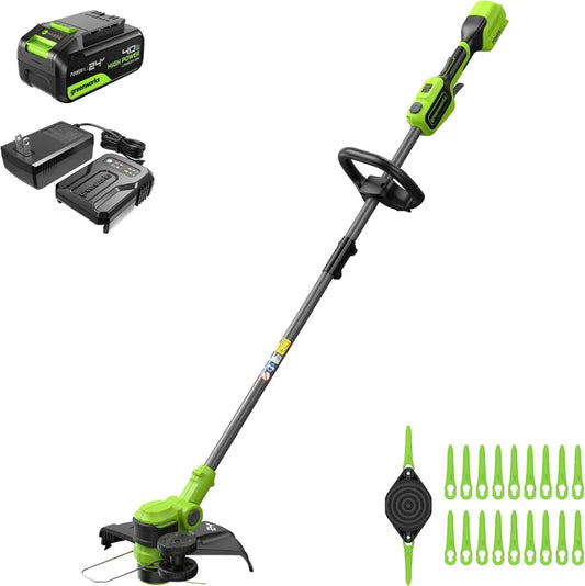 Greenworks Akumulatorowa Podkaszarka 24 V, 33 cm, z Obrotową Głowicą i Akcesoriami