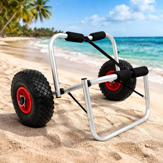 Solidny aluminiowy wózek kajakowy 100 kg, koła PU 26 cm, pasek PP, składany transport