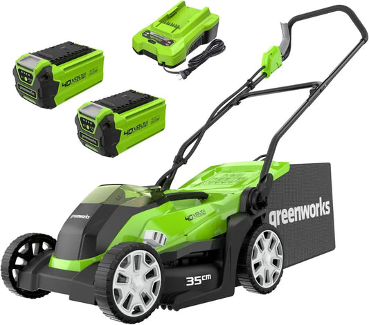 Kosiarka Akumulatorowa Greenworks 35cm z 2 Bateriami 40V 2Ah i Ładowarką, Torba 40L, Zasięg 400m²