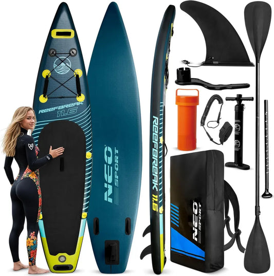 Deska SUP Reefbreak 11.6 - Zestaw Uniwersalny do Pływania i Turystyki - 350 x 81 x 15 cm - Obciążenie do 150 kg