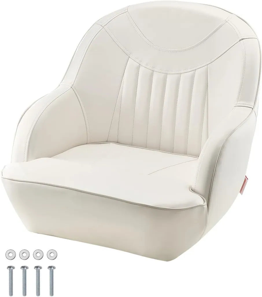 Ergonomiczne siedzisko kapitana VEVOR do łodzi, wodoodporna skóra PCW, białe