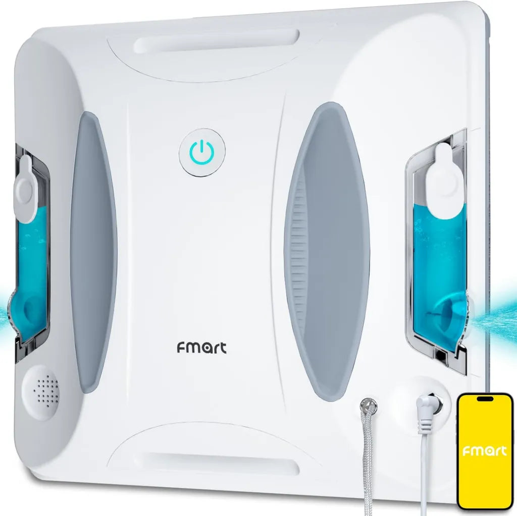 Robot myjący okna Fmart W6 z rozpylaczem, aplikacja, 60 ml zbiornik, moc ssania 3800 Pa