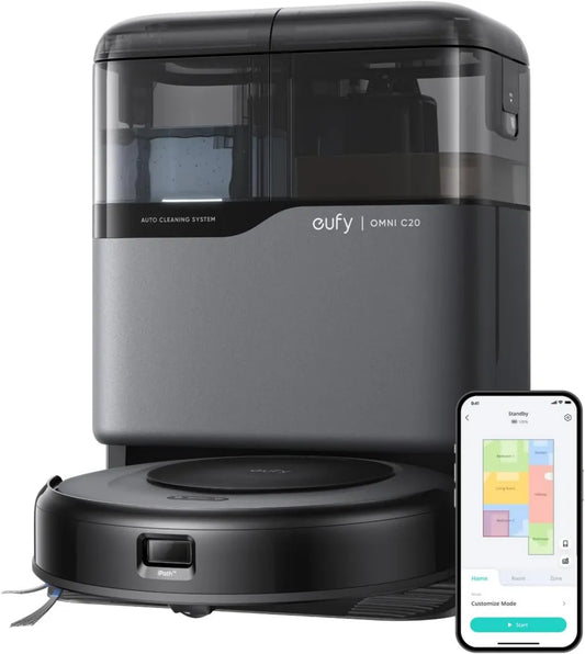 Robot sprzątający eufy Omni C20 z automatycznym opróżnianiem i myciem, moc ssania 7000 Pa, kompaktowa konstrukcja