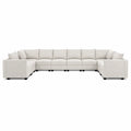 Modułowa sofa narożna 7-częściowa beżowy z materiału poliestrowego