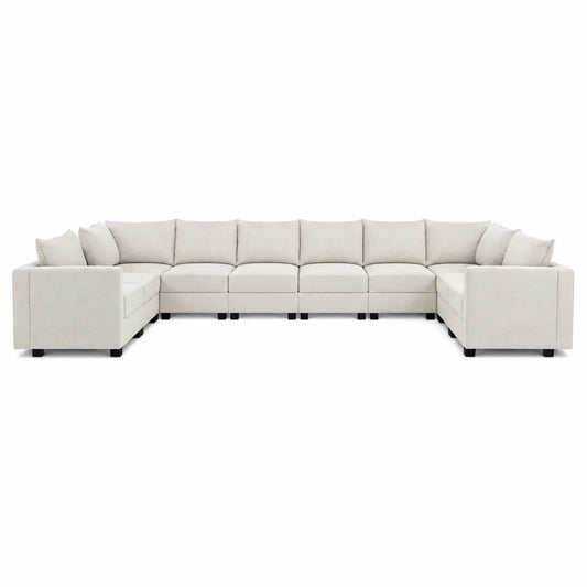 Modułowa sofa narożna 7-częściowa beżowy z materiału poliestrowego