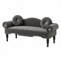 Sofa dwuosobowa welurowa szara z poduszkami dekoracyjnymi