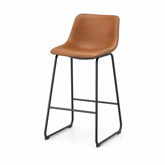 Stołek ze skóry PU z metalową ramą brązowy 105x45x45 cm