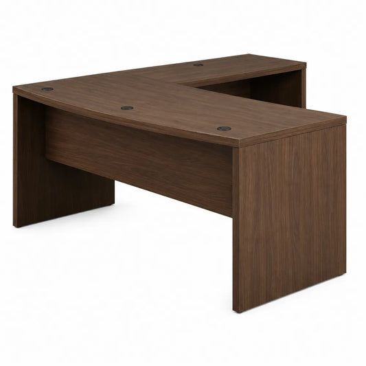 Biurko narożne L z płyty MDF, 150x120x75 cm, orzech