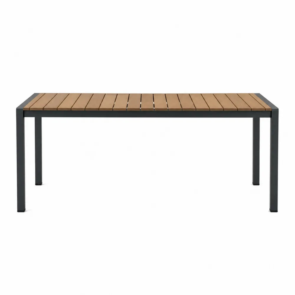 Stół ogrodowy z drewna akacjowego i metalową ramą 150x90x75 cm