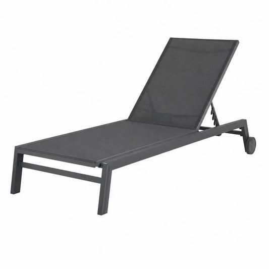 Leżak aluminiowy z siatką czarny 200 cm