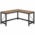 Biurko narożne L kształt MDF i metal 140x130 cm brązowy/czarny