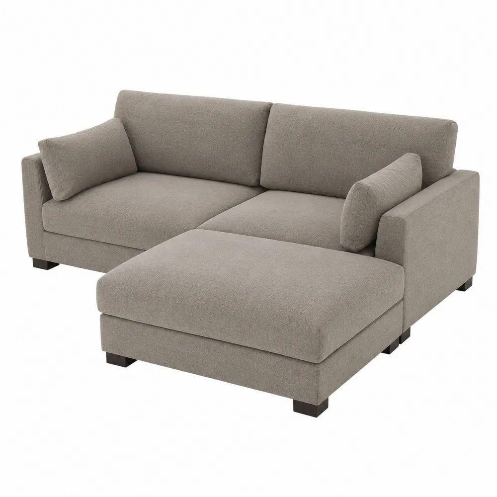 Sofa narożna z tkaniny w kolorze beżowym 200 cm