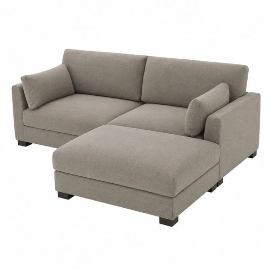 Sofa narożna z tkaniny w kolorze beżowym 200 cm
