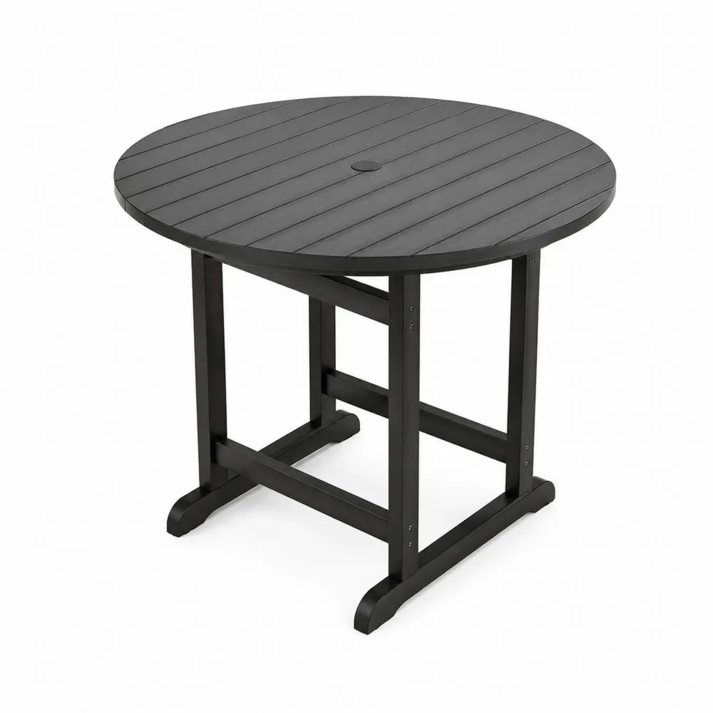 Stół ogrodowy aluminiowy okrągły 90 cm czarny