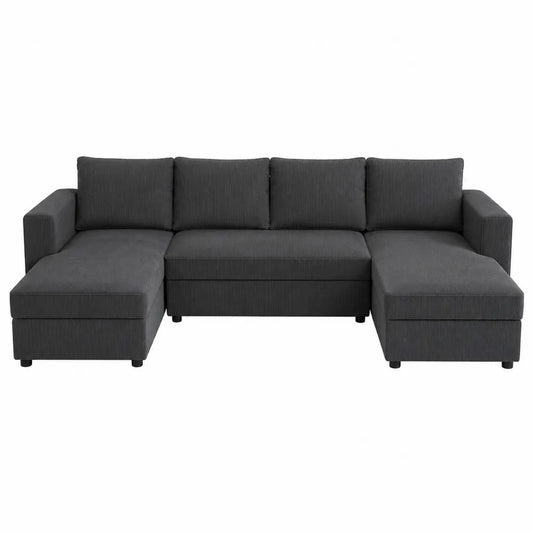 Sofa narożna modułowa welurowa antracytowa 300cm x 220cm x 90cm