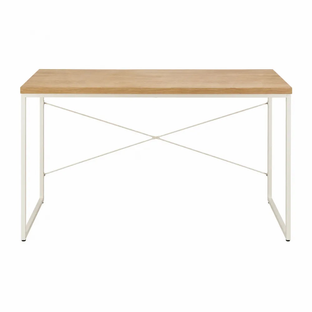 Biurko prostokątne 120x60x75 cm MDF dąb stalowe biały