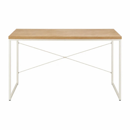 Biurko prostokątne 120x60x75 cm MDF dąb stalowe biały