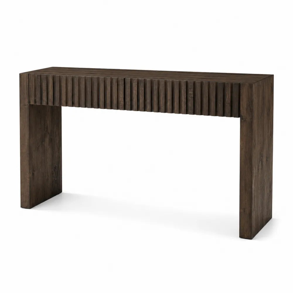 Konsola drewniana z litego drewna akacjowego ciemny brąz 120 cm