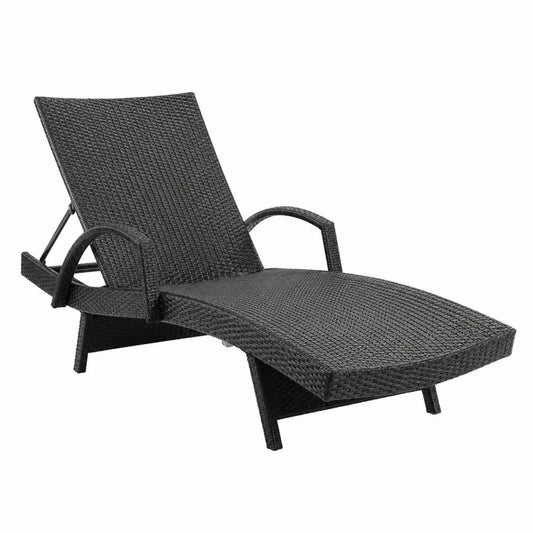 Leżak ogrodowy z technorattanu czarny 200x65 cm