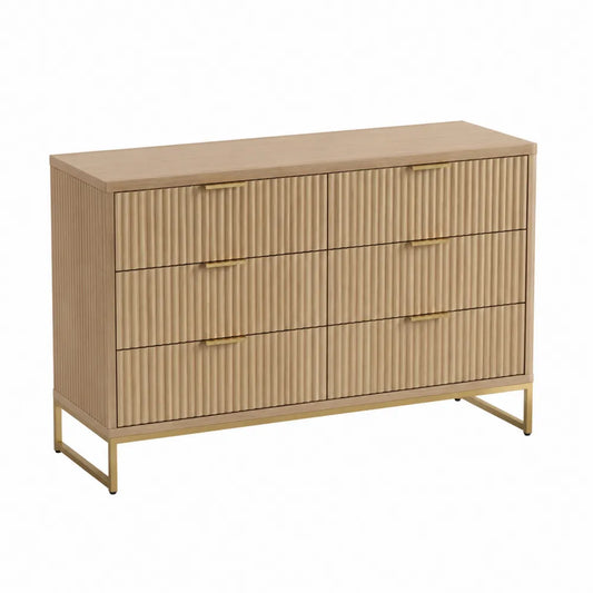 Komoda z 3 szufladami MDF drewno złote nóżki 120x40x80cm