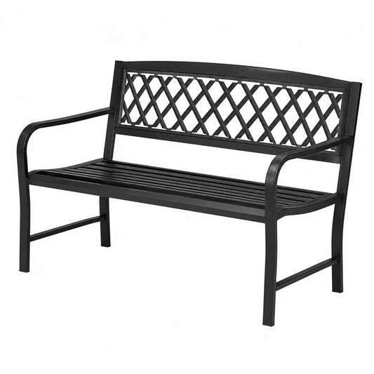 Ławka ogrodowa metalowa czarna 130x60x85 cm