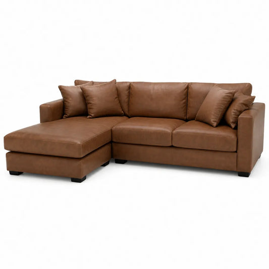 Skórzana narożna sofa segmentowa brązowa 250 cm